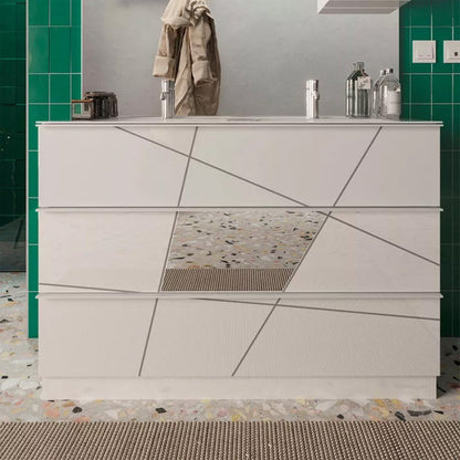 Meuble salle de bain sur pieds ARREDOBAGNO CAMPANELLI Miroir 3 tiroirs + double vasque 120cm