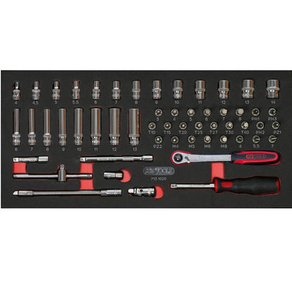 Module de douilles et accessoires ULTIMATE 1/4'', 54 pièces  - KS TOOLS - 713.1020