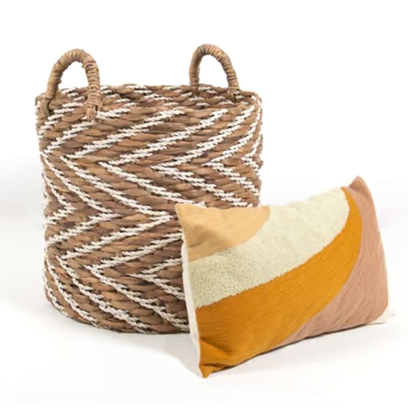 Panier souple Elise - 40 x 40 x 40 cm - taille XL - jute - motifs chevrons