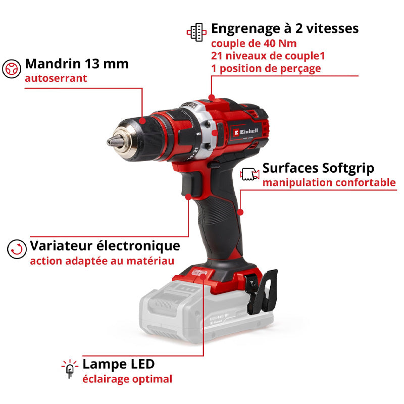 Perceuse-Visseuse sans fil EINHELL TE-CD 18/40-1 Li (2x1,5 Ah)