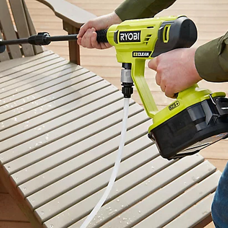 Pistolet à pression 18V - RYOBI RY18PW22A-125 - 22 bars - 182 L - buse 3-en-1 - kit de siphonnage 6 m inclus avec crépine et filtre intégrés - 1 batterie lithium+ 18V 2,5 Ah et 1 chargeur 1,5 A