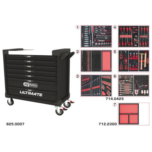 Servante ULTIMATE XL 7 tiroirs équipée de 428 outils  - KS TOOLS - 825.7427