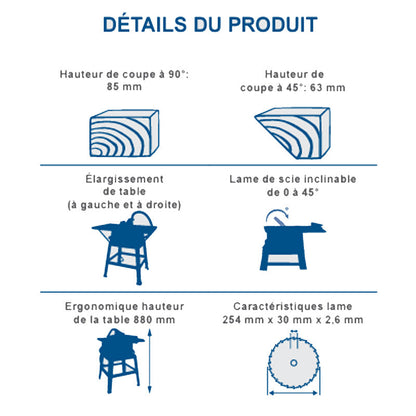 Scie circulaire sur table SCHEPPACH HS254 - Ø254mm