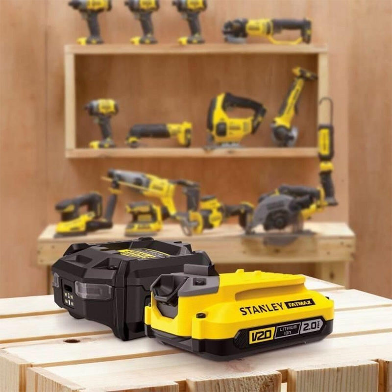Starter Kit Chargeur 1,25 A + 1 Batterie 18V 2 Ah - SFMCB10D1-QW STANLEY FATMAX V20