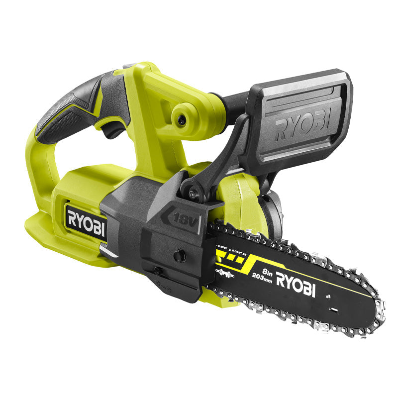 Tronçonneuse compacte 18V - RYOBI RY18CS20A-125 - guide 20 cm - 4,6 m/s - tendeur latéral - 1 batterie lithium+ 18V 2,5 Ah et 1 chargeur 1,5 Ah