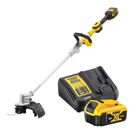 Coupe-bordure repliable 18V DEWALT DCMST561P1-QW avec un chargeur et une batterie 5,0 Ah