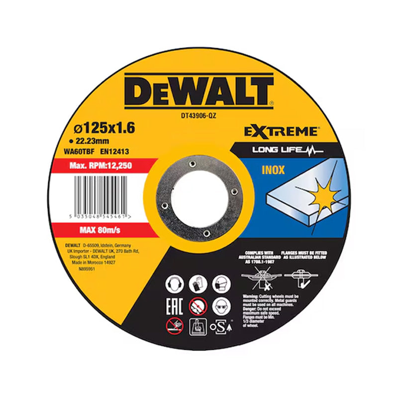 Disque à tronçonner l'inox 125x22,2mm, moyeu plat DEWALT