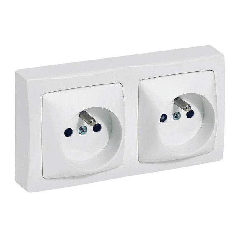 Double prise 2P+T avec boîtier - blanc LEGRAND