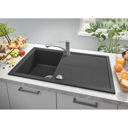 Évier K400 GROHE 31640AP0 1 bac + 1 égouttoir - 86 cm - noir granite