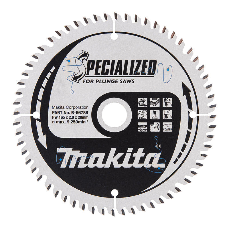 Lame pour scie circulaire TCT spécialisé MAKITA B-56786 165x20mm, 60 dents