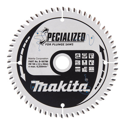 Lame pour scie circulaire TCT spécialisé MAKITA B-56786 165x20mm, 60 dents