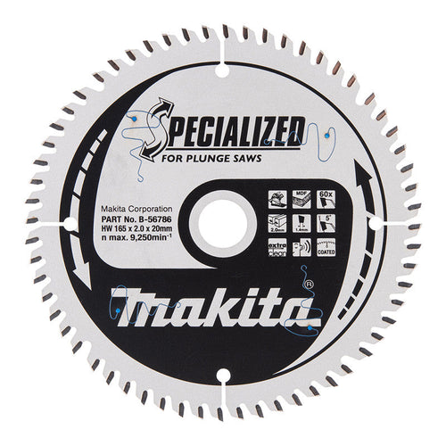 Lame pour scie circulaire TCT spécialisé MAKITA B-56786 165x20mm, 60 dents