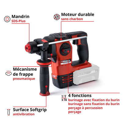 Marteau Perforateur sans fil 18V 2.2J SDS-Plus EINHELL HEROCCO - Solo Power X-Change (vendu sans batterie)