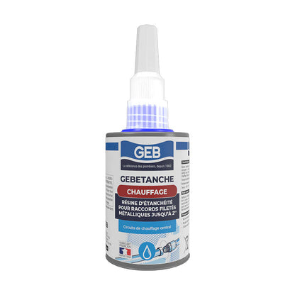 Résine anaérobie d'étanchéitée GEB pour raccords filetés métal chauffage et air comprimé 75ml