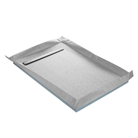 Receveur à carreler MARMOX et grille caniveau inox excentrée