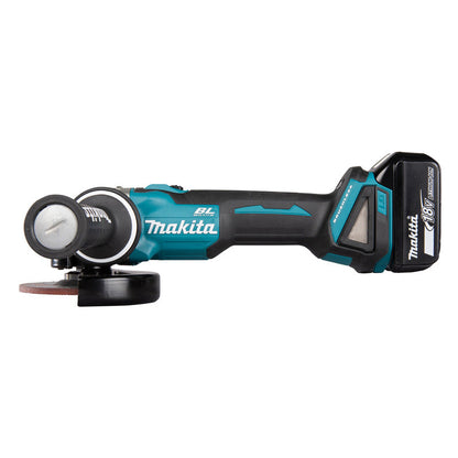 Meuleuse Ø125mm Brushless 2x4Ah 18V MAKITA DGA504RMJ Demarrage prog. et anti redemarrage