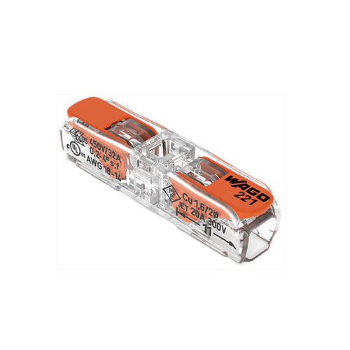 Lot de 60 bornes WAGO 221 Inline 2x4mm² à leviers souple & rigide
