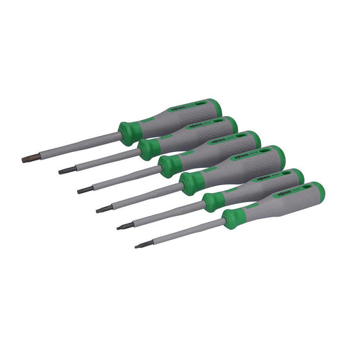 Set de 6 tournevis isolés 1000V WAGO VDE poignée bi-matière : PH1 - PH2 - PZ1 - PZ2,5 - PZ3,5 - PZ5,5