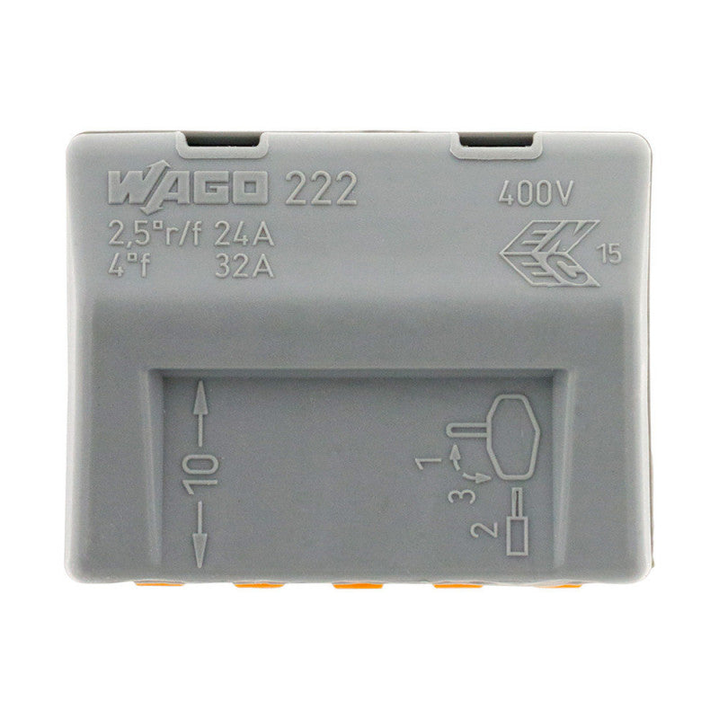 Pack de 30 bornes de connexion rapide a levier WAGO 5 entrées fil souple et rigide - S222